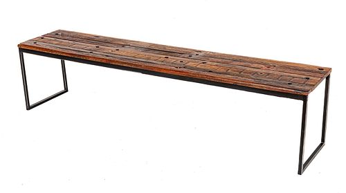 Four Hands (American) Wood & Steel Frame Bench, H 17.75'' L 74.75'' Depth 16''