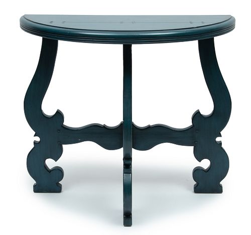 Somerset Bay (American) Painted Carved Wood Demi-Lune Table, H 33.25'' W 38'' Depth 17.5''