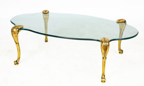 LaBarge Brass And Glass Coffee Table H 17'' W 30'' L 55.5''