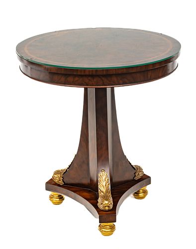 Louis XVI Style Mahogany & Ormolu Side Table, H 27'' Dia. 24''