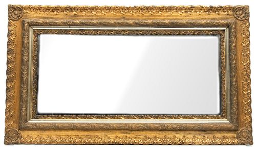 Gilt Gesso Wall Mirror, Ca. 1890, H 30'' W 51.5''