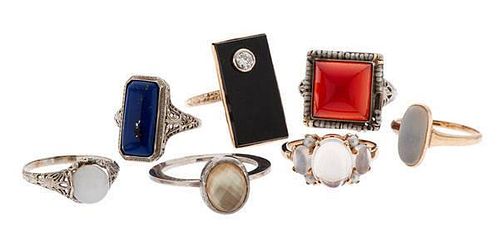 A Collection of Fashion Rings in Silver and 14 Karat Gold 