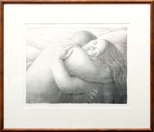 George Tooker (American, 1920-2011) Lithograph On Paper, Lovers, H 13'' W 17''