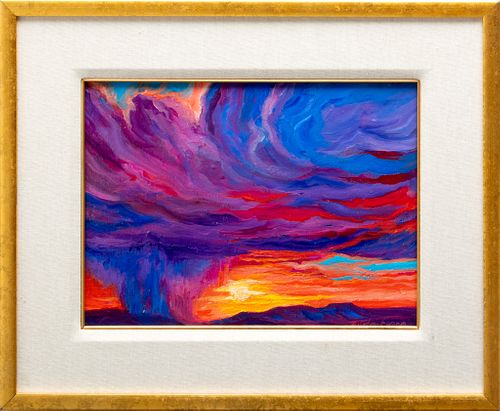 Jesse Benton Evans (USA B. 1938) Acrylic "Sunset Range" Camelback Mountain, H 11'' W 15''