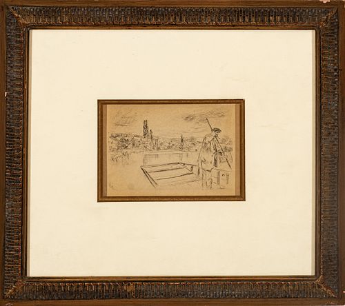 James Abbott Mcneill Whistler (American, 1834-1903) Etching On Wove Paper, Ca. 1861, 'The Punt', H 4.5'' W 6.5''