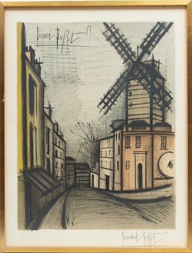 Bernard Buffet (French, 1928-1999) Color Lithograph On Paper, 1965, Le Moulin De La Galette, H 25'' W 20''