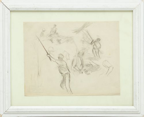 Attributed to Edmund Quincey (American, 1903-1997) Pencil Sketch On Paper, H 8'' W 10.5''