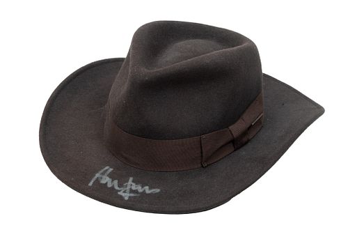 Autographed Harrison Ford Hat With Printed Photograph Indiana Jones