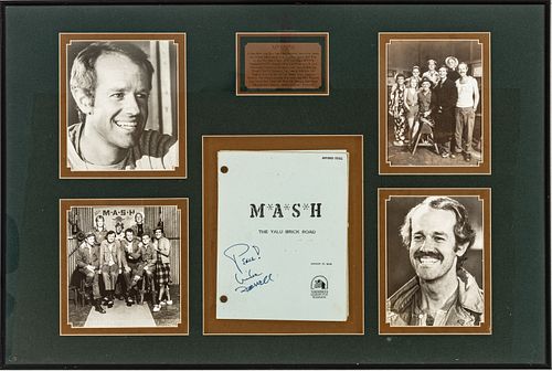 Autographed M*A*S*H Script And Photographs Of Cast Of Mash, H 23.5'' W 35.5''