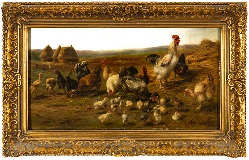 Jeanne Sarah Nathalie Micas (French, 1824-1889) Oil On Beveled Wood Panel H 8.5'' W 17''