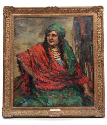 Sandor Vago (American, 1887-1946) Oil On Canvas Gypsy Queen, H 36'' W 32''