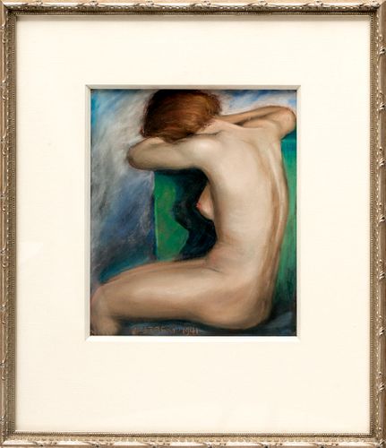 Alfred Stocki (American, 1906-1988) Pastel On Paper, Ca. 1941, Nude, H 8'' W 16''