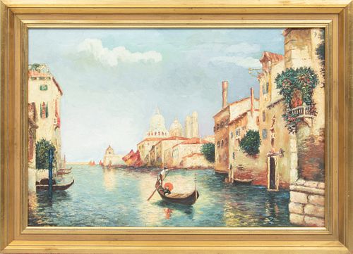 European Oil On Canvas, 20th C., Venetian Scene,, H 20'' W 30''