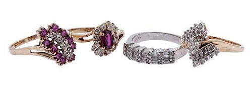 Diamond and Ruby Rings in Karat Gold 