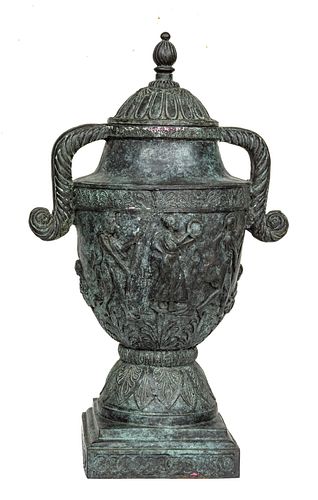 Maitland-Smith (British) Bronze Covered Urn, H 22.5'' W 9'' L 14''