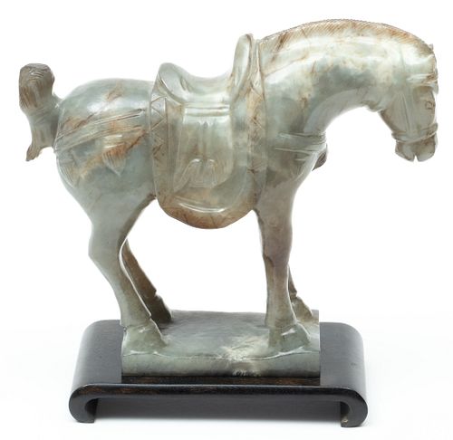 Chinese Carved Stone Tang Style Horse H 7'' W 8.2''
