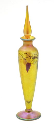 Lundberg Studios, California, Crystal Luster Perfume Bottle Ca. 1997, H 11.6'' Dia. 2''