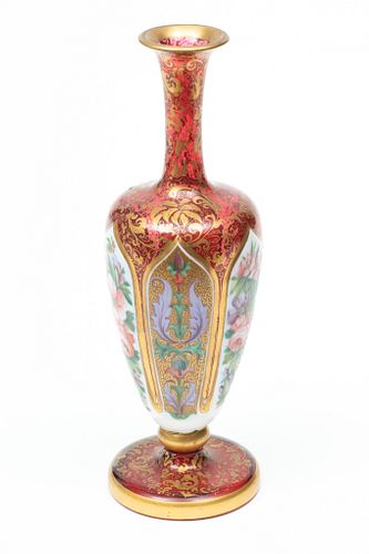 Bohemian Overlay Crystal Vase Ca. 19th.c., H 7.5''