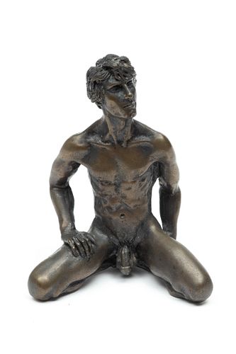 Joseph Adotta, N.Y. Bronze Male Nude, Miniature Ca. 1970, H 3.2'' W 3''