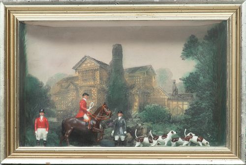 Fox Hunt Diorama "Britains Castle Ashby", Shadowbox, Lead Hunters And Dogs, H 8'' W 12''