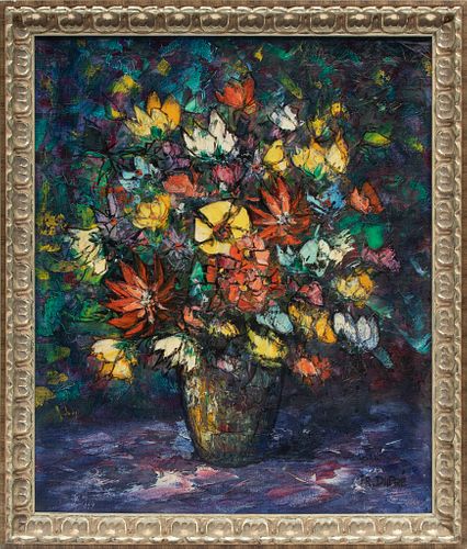 Fr Dupre Oil On Canvas, Floral Bouquet, H 24'' W 20''