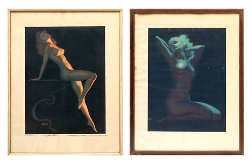 Pair of Earl Steffa Moran (American, 1893-1984) Prints On Paper, Nude Females, H 11'' W 14.5''