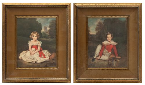 British, Reproduction Prints On Paper, Ca. 1950, Little Princess And Lord Seaham, Pair H 13.5'' W 10.5''