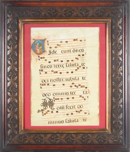Hand-painted Manuscript With Gilt On Vellum H 18'' W 13''