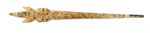 Chinese Hongshan Style Carved Hardstone Scepter, W 2'' L 18''