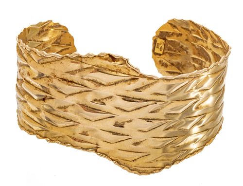 14 Kt Yellow Gold Cuff Bracelet L 6''