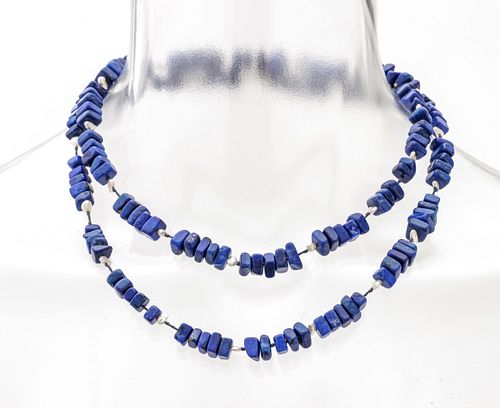 Lapis Lazuli And Fresh Water Pearl Necklace L 34''