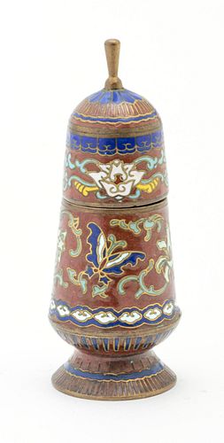 Chinese Cloisonne Toothpick Holder, H 4''