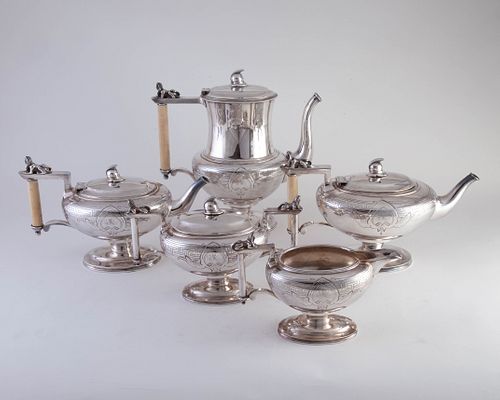Egyptian Revival Silver Plate Tea Set