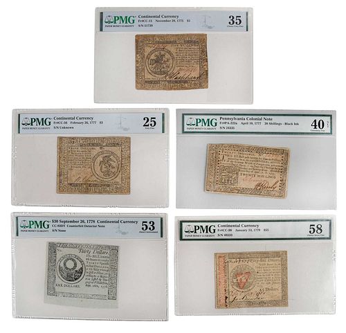 Five Graded Colonial / Post Colonial Bank Notes 