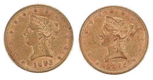 Two Liberty Head $10 Gold Coins 