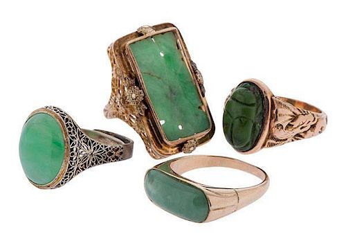 Jade and Scarab Rings in Gold and Silver 