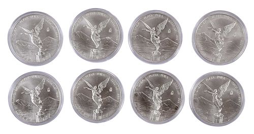 Eight Mexican Libertad Silver Coins 