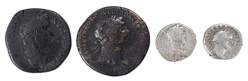 Four Ancient Coins of Roman Emperors 