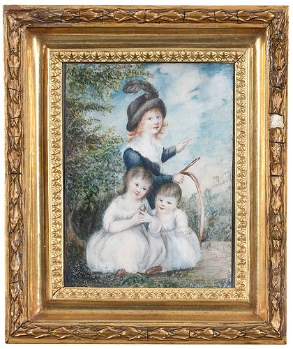 British School Portrait Miniature, Three Children 