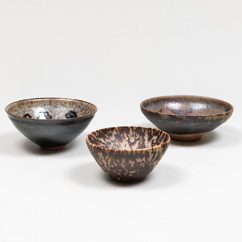 Group of Three Chinese Glazed Pottery Teabowls 