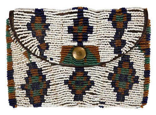 Northern Plains Beaded Hide Purse and Token