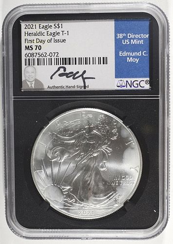 2021 AMERICAN SILVER EAGLE T-1 NGC  MS 70