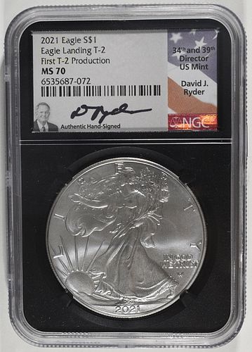 2021 AMERICAN SILVER EAGLE T-2 NGC  MS 70