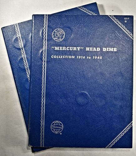 (2) 1916-1945 MERCURY DIME ALBUMS (75 COINS TOTAL)