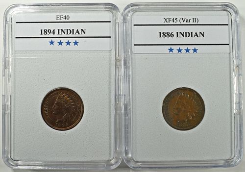 1886 T-2 & 1894 INDIAN CENTS XF