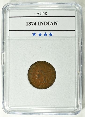1874 INDIAN CENT AU BU