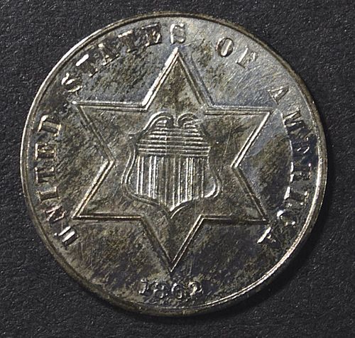1862 3-CENT SILVER PIECE AU