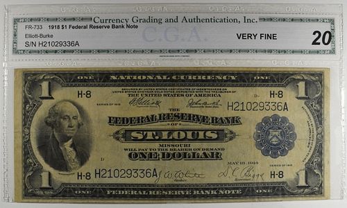 1918 BANK OF ST LOUIS $1 FEDERAL RESERVE NOTE