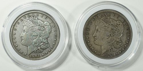 1891-O & 1901-O MORGAN DOLLARS XF