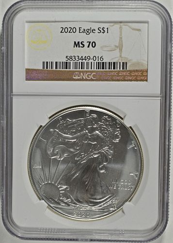 2020 AMERICAN SILVER EAGLE NGC MS70